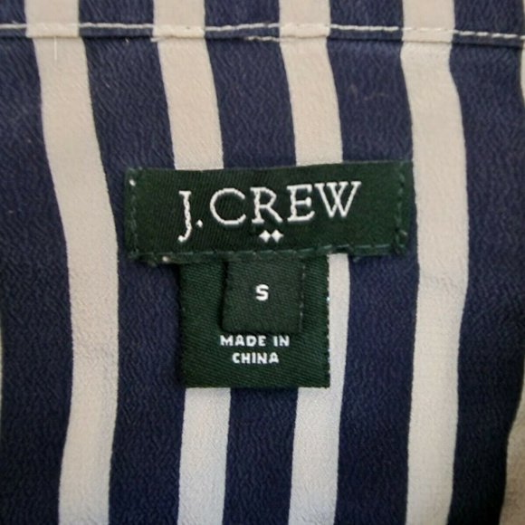 J. CREW FACTORY NAVY AND WHITE STRIPE 100% SILK BLOUSE SIZE S - Picture 3 of 4